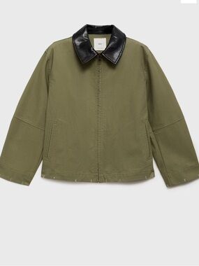 Mango Barn Jacket with Leather Collar